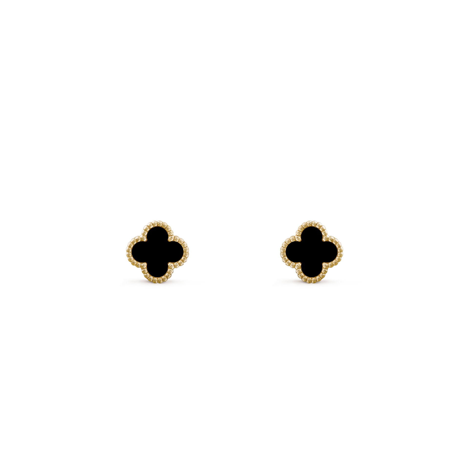 Van Cleef & Arpels Sweet Alhambra 18K Yellow Gold Onyx Earrings